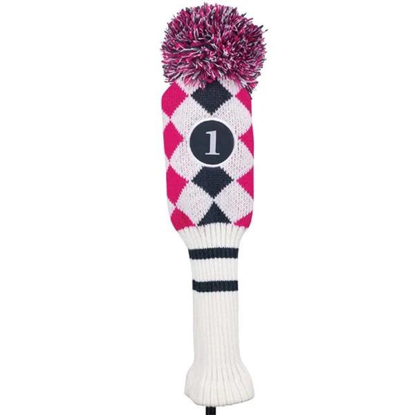 Callaway Pom Pom Driver Headcover White - Pink - Titanium 3 Callaway Pom Pom Driver Headcover White - Pink - Titanium