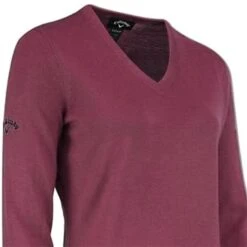 Callaway Ladies V Neck Merino Sweater Magenta Purple (540) -Callaway P CGGF80L9CALLAWAYSWEATERMAGENTAPURPLE540LADIES 1 L