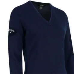 Callaway Ladies V-Neck Merino Sweater Dark Navy (412) -Callaway P CGGF80L9CALLAWAYSWEATERNAVYLADIESAW18 2 L