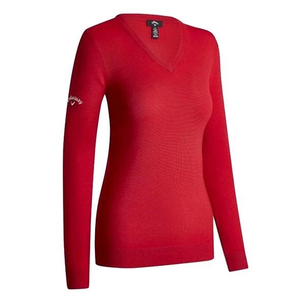 Callaway Ladies V-Neck Merino Sweater Tango Red (600) 3 Callaway Ladies V-Neck Merino Sweater Tango Red (600)