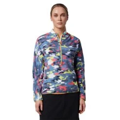 Callaway Ladies ½ Zip Multi C Camo Hoodie Peacoat (410) -Callaway P CGJSD006CALLAWAYHOODIEPEACOAT410LADIES 3 L