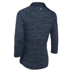 Callaway Ladies Space Dye Jersey Polo Shirt Peacoat (410) -Callaway P CGKFB0K1CALLADIESSPACEDYEJERSEYPOLOPEACOAT410 1 L
