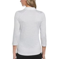 Callaway Ladies Space Dye Jersey Polo Shirt White (123) -Callaway P CGKFB0K1CALLADIESSPACEDYEJERSEYPOLOWHITE123 1 L
