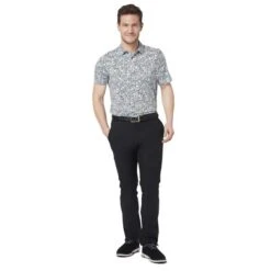 Callaway Gents Artificial Nature Print Polo Shirt Black Lichen (383) -Callaway P CGKFC045CALLAWAYSHIRTBLACKLICHEN383GENTS 2 L