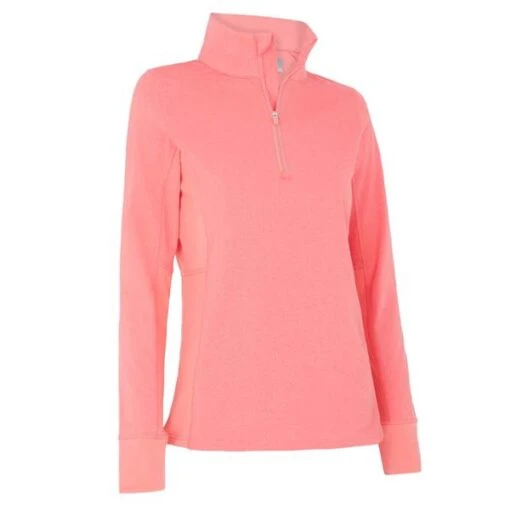 Callaway Ladies Space Dye Heather Aquapel Thermal Pullover Coral Paradise Heather (695) -Callaway P CGKFC082CALLAWAYTHERMALCORALPARADISE695LADIES L