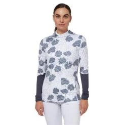 Callaway Ladies Textured Floral Hoodie White (123) -Callaway P CGKJSD02CALLAWAYHOODIEWHITE123LADIES 4 L