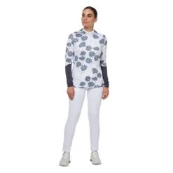 Callaway Ladies Textured Floral Hoodie White (123) -Callaway P CGKJSD02CALLAWAYHOODIEWHITE123LADIES 6 L