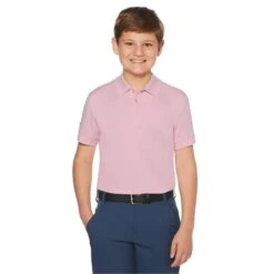 Callaway Junior - Boys Micro Hex Polo Shirt Pink (695) -Callaway P CGKS80L9CALLAWAYSHIRTPINK695BOYS L