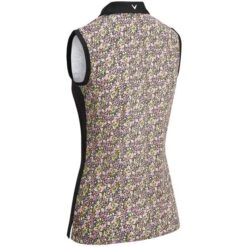 Callaway Ladies Ditsy Print Sleeveless Polo Caviar (002) -Callaway P CGKSA011CALLADIESDITSYPRINTSSPOLOCAVIAR002 1 L