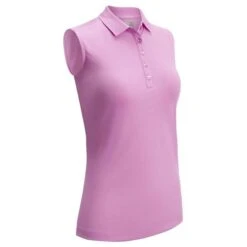 Callaway Ladies Solid Knit Sleeveless Polo Shirt Pink (676)