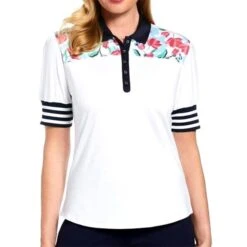 Callaway Ladies Brush Stroke Polo White (123) -Callaway P CGKSB042CALLADIESBRUSHSTROKEPOLOWHITE123 4 L