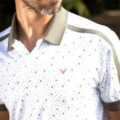 Callaway Gents All Over Geo Printed Polo Shirt White (100) -Callaway P CGKSB095CALLAWAYSHIRTBRIGHTWHITE100GENTS 2 L