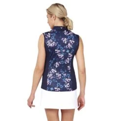 Callaway Ladies Allover Butterfly Floral Printed Sleeveless Polo Shirt Peacoat (410) -Callaway P CGKSC012CALLAWAYSHIRTPEACOAT410LADIES 2 L
