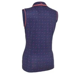 Callaway Ladies Allover Geometric Strawberry Polo Shirt Peacoat (410) -Callaway P CGKSC019CALLAWAYSHIRTPEACOAT410LADIES 1 L