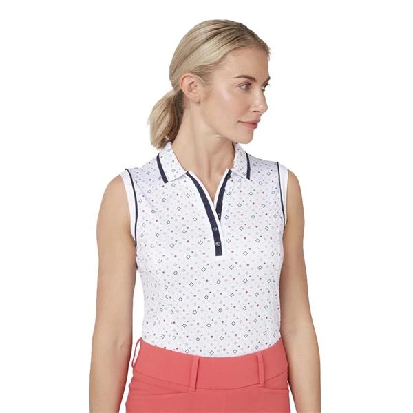 Callaway Ladies Allover Geometric Strawberry Polo Shirt White (123) 6 Callaway Ladies Allover Geometric Strawberry Polo Shirt White (123) - Image 4