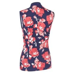 Callaway Ladies Large Scale Floral Print Polo Shirt Peacoat (410) -Callaway P CGKSC020CALLAWAYSHIRTPEACOAT410LADIES 1 L