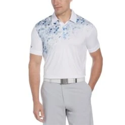 Callaway Gents Asymmetrical Mural Print Polo Shirt Bright White (100) -Callaway P CGKSC025CALLAWAYSHIRTWHITE100GENTS 2 L