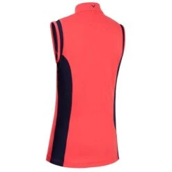 Callaway Ladies Colour Block Snap Polo Geranium (692) -Callaway P CGKSC051CALLADIESCBLOCKSNAPPOLOGERANIUM692 3 L