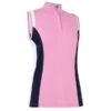 Callaway Ladies Colour Block Snap Polo Shirt Pink (676) -Callaway P CGKSC051CALLADIESCBLOCKSNAPPOLOPINK676 2 L