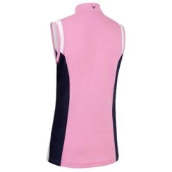 Callaway Ladies Colour Block Snap Polo Shirt Pink (676) -Callaway P CGKSC051CALLADIESCBLOCKSNAPPOLOPINK676 3 L