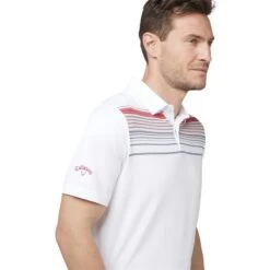 Callaway Gents Energized Stripe Polo Shirt Bright White (100) -Callaway P CGKSC0R7CALLAWAYSHIRTBRIGHTWHITE100GENTS 3 L