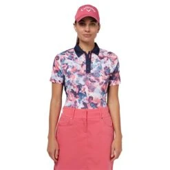 Callaway Ladies Short Sleeve Floral Polo Top Fruit Dove (683) -Callaway P CGKSD023CALLAWAYTOPFRUITDOVE683LADIES 2 L