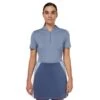 Callaway Ladies Sleeve Tonal Texture Heather Polo Blue Indigo Heather (490) -Callaway P CGKSD037CALLAWAYPOLOBLUEINDIGOHEATHER490LADIES L